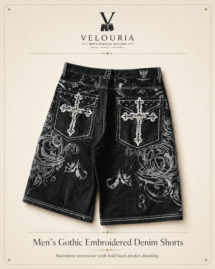 Y2K Fashion New Oversize Embroidery Loose Denim Shorts Men Gothic Punk Hip Hop Fashion Casual Joker Couple Basketball Pants